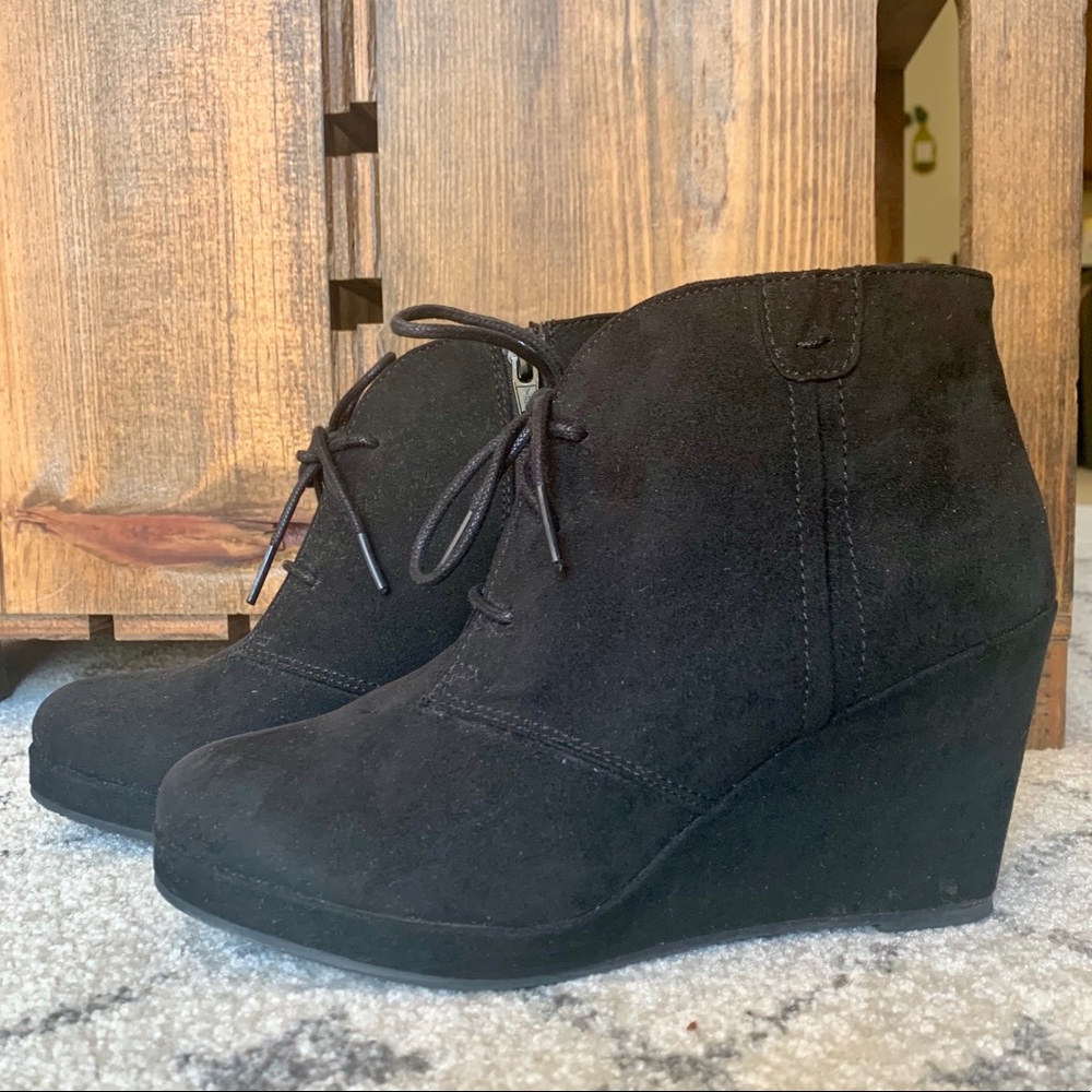 Black Wedge booties size 7